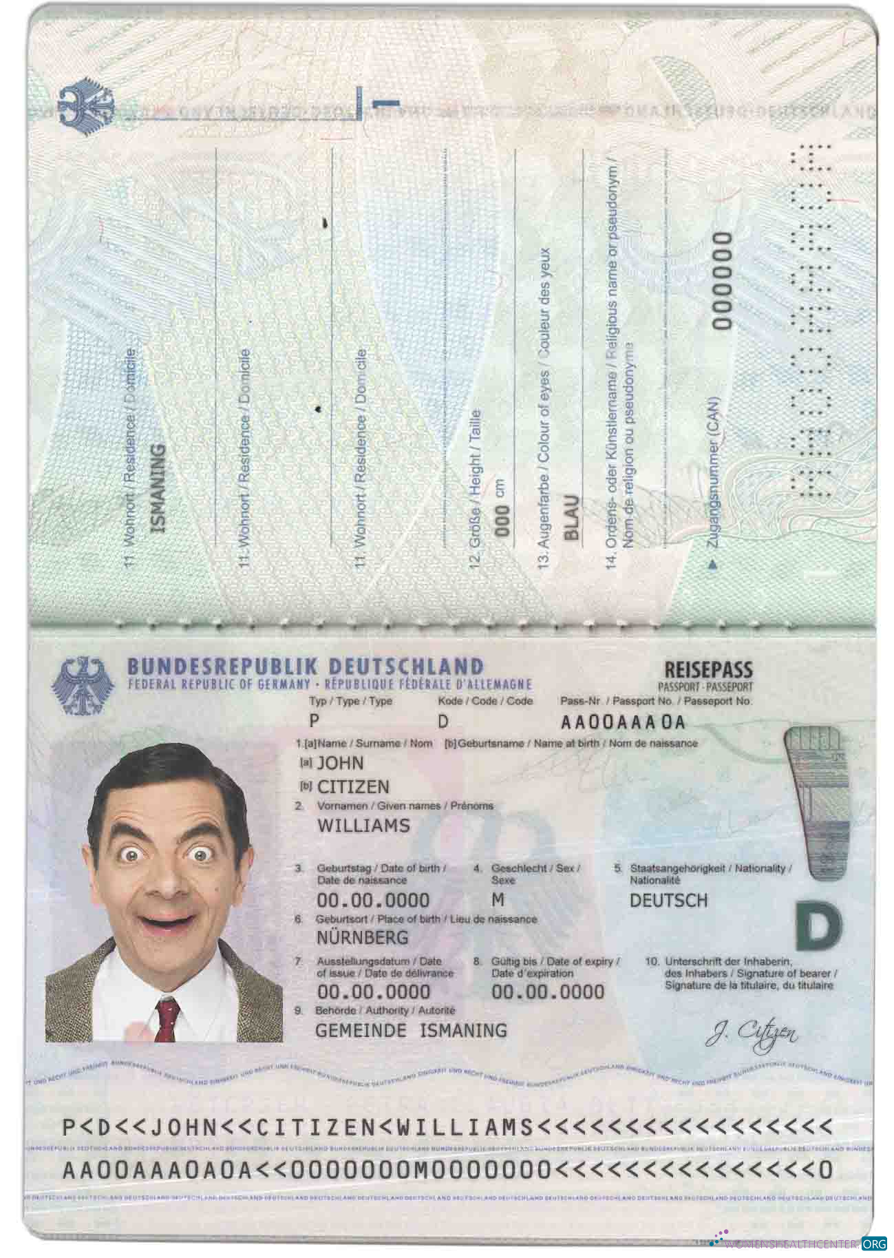 Download Germany pass(2017 – present) Photoshop template